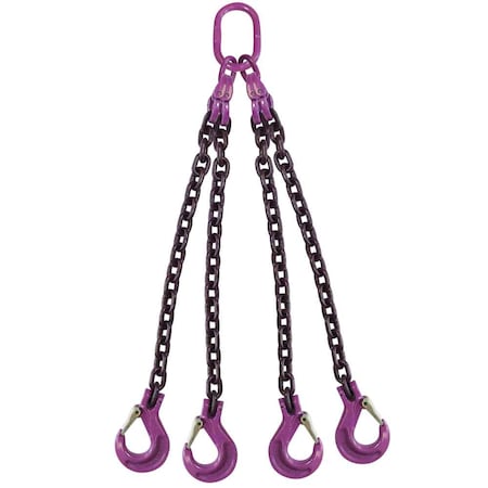 9/32 X 10' - 4 Leg Chain Sling W/ Sling Hooks - Grade 100